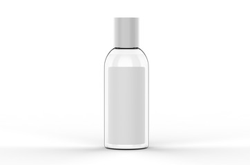Blank promotional cosmetics plastic bottle for branding, 3d render illustration.