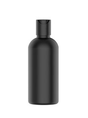 Blank cosmetic bottle with disc press cap for branding and mock up, 3d render illustration.