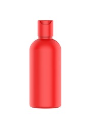 Blank cosmetic bottle with disc press cap for branding and mock up, 3d render illustration.