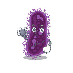 Lactobacillus rhamnosus bacteria in doctor cartoon character with tools