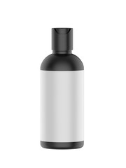 Blank cosmetic bottle with disc press cap for branding and mock up, 3d render illustration.