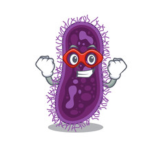 A cartoon character of lactobacillus rhamnosus bacteria performed as a Super hero