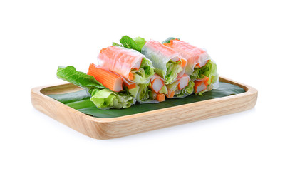 Salad Rolls on white background