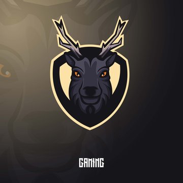 Deer mascot logo design with modern illustration concept style for badge, emblem and t shirt printing. Angry Deer illustration for sport and e-sport team