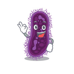 Lactobacillus rhamnosus bacteria mascot design style with an Okay gesture finger