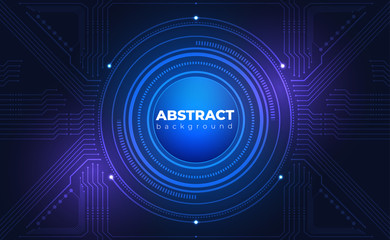 Technology Background. Neon Effect. Circuit Board Concept. Electronic Motherboard Illustration. Hi-tech Digital Technology And Engineering. Digital Technology Backdrop. Vector Illustration