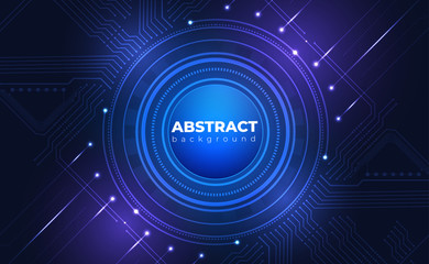 Technology Background. Neon Effect. Circuit Board Concept. Electronic Motherboard Illustration. Hi-tech Digital Technology And Engineering. Digital Technology Backdrop. Vector Illustration