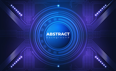 Technology Background. Neon Effect. Circuit Board Concept. Electronic Motherboard Illustration. Hi-tech Digital Technology And Engineering. Digital Technology Backdrop. Vector Illustration