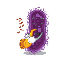 Talented musician of lactobacillus rhamnosus bacteria cartoon design playing a trumpet