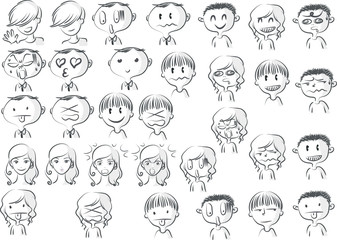 funny comic face set cartoon
