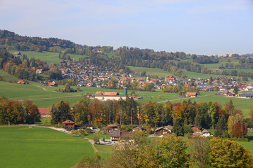 Fototapeta na wymiar View of the cityscape and nature Park in autumn season at switzerland