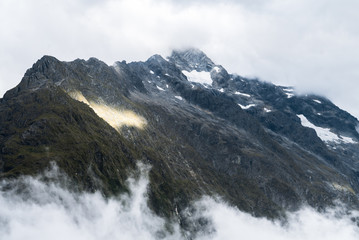Cloudy misty mountains of New Zealand