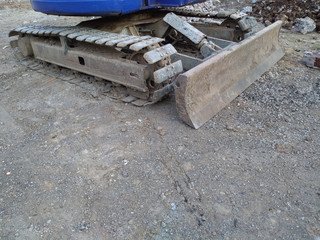 Small excavator tracks, close up