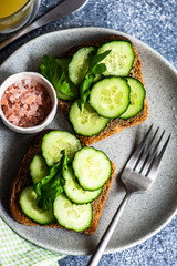 Healthy lunch with vegetable toasts