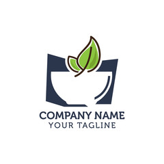 logo design template illsutration. there are bowl leaf, this is good for nature, medical, pharmacy, herbal, hospital, education etc.