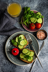 Healthy lunch with vegetable toasts