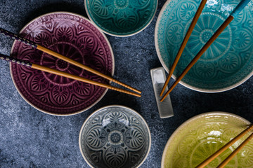 Asias table setting with chopsticks