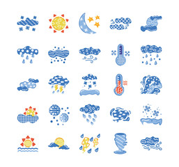 Obraz premium bundle of weather symbols set icons
