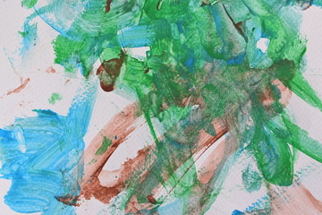 Fototapeta na wymiar abstract green and blue watercolor painting on paper art texture background