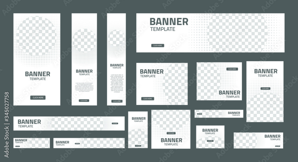 Wall mural set of creative web banners of standard size with a place for photos. business ad banner. vertical h