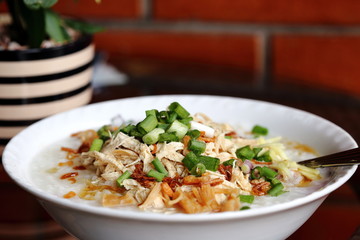 Home Made Porridge with Shredded Chicken