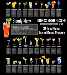 Foto op Plexiglas Cocktails and Beverages Menu - Highly realistic glasses & ingredients  - 31 Traditional recipes written by the artist  © Fotographix