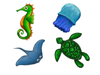 underwater world marine inhabitants