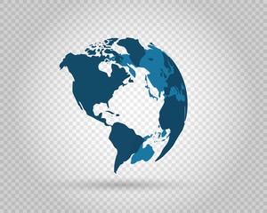 Fototapeta premium Earth globe icon on transparent background. Vector illustration
