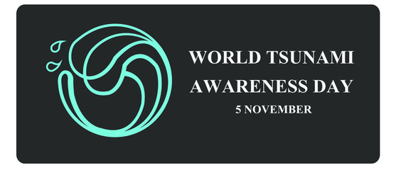  World Tsunami awareness day, 5 November banner, circle simple logo for pray disaster tsunami