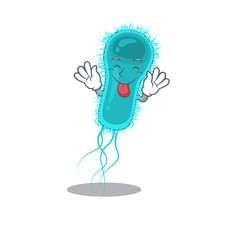 An amusing face escherichia coli bacteria cartoon design with tongue out