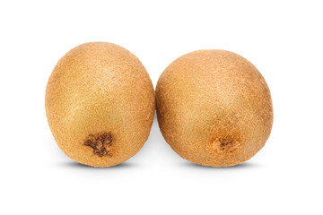 Whole of kiwifruit (Actinidia chinensis) isolated on white background.Sweet ,sour and freshness taste.Have a lot of fiber, vitamins and minerals.Food,Fruits or healthcare concept.Selective focus.
