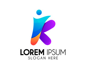 Letter K people vector logo design. With colorful icon template. Modern logo for brand identity. Creative vector elements