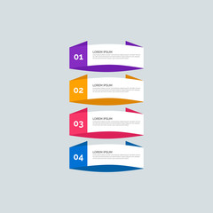 Modern Info-graphic Template for Business with four steps multi-Color design. Set of 4 simple elements for presentation, brochure, chart, report, diagram, timeline. Flat style illustration EPS 10.