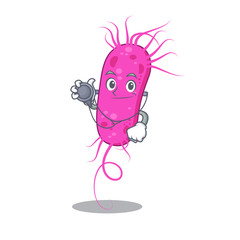 Pseudomoa bacteria in doctor cartoon character with tools