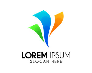 Vector abstract logo design. Modern icon concept. Swirl, ribbon icon. Colorful graphic design element / template