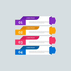 Modern Info-graphic Template for Business with four steps multi-Color design. Set of 4 simple elements for presentation, brochure, chart, report, diagram, timeline. Flat style illustration EPS 10.