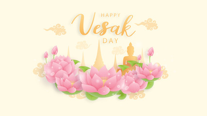 Happy Vesak day. Vector illustration 