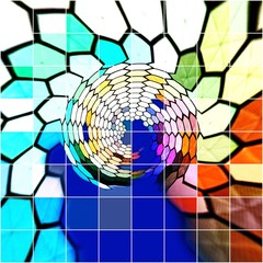 Abstract image in multicolored geometric shape