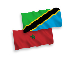 Flags of Morocco and Tanzania on a white background