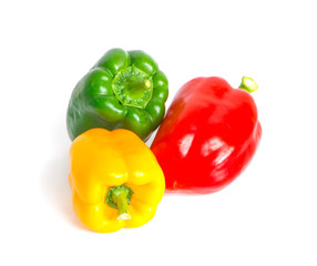 Obraz na płótnie Canvas three bell peppers an isolated on white background
