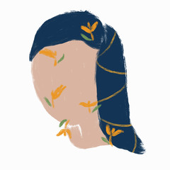 Minimalist woman portrait in blue color