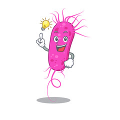 Mascot character design of pseudomoa bacteria with has an idea smart gesture