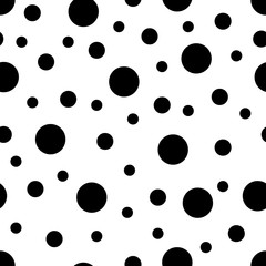 Seamless pattern. White  background with black circles . Vector illustration.