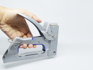 Metalic Carpentry Stepler for Stapling Books Documents Receipts of Office Equipment Tools in White...