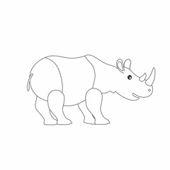 Children's coloring book rhinoceros and animals of Africa. Contour illustration for children. Wild animals of Africa and savanna