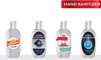 Hand sanitizer label design vector graphic template for packaging design.