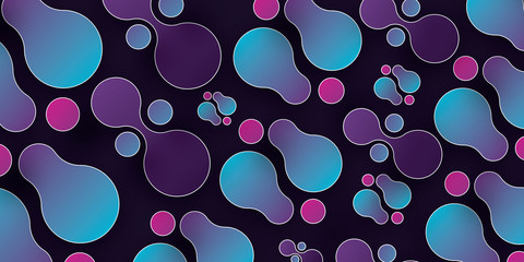 Fun liquid color background with bubbles. Fluid shapes composition