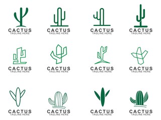 Set of Cactus logo with creative concept. Icon cactus vector illustration