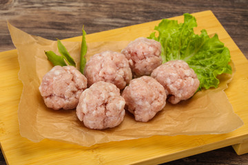 Homemade raw pork minced meatball for cooking