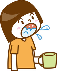 うがいをしている女の子のイメージイラスト